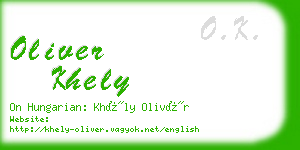 oliver khely business card